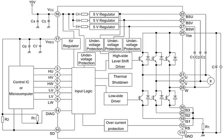 Application Circuit Diagram - Toshiba High Voltage DC Motor Drivers & Controllers